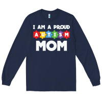 Navy LIL Autism Mom Long Sleeve Tee - CowhideDigitalArt