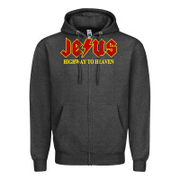 Charcoal Heather jesus rocks highway to heaven Zipper Hoodie - linhVisuals