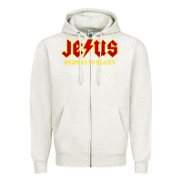 Oatmeal Heather jesus rocks highway to heaven Zipper Hoodie - linhVisuals