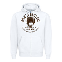 White angela davis day 70s black rights Zipper Hoodie - linhVisuals