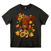 Asphalt fall red angus calf dried leaves and sunflowers Heavy Core Tee - RanaPortraitStore