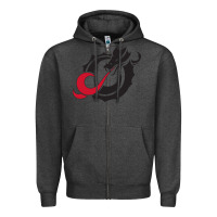 Charcoal Heather MSUM Dragons, Gear Zipper Hoodie - linhVisuals