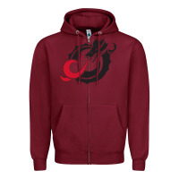 Burgundy MSUM Dragons, Gear Zipper Hoodie - linhVisuals