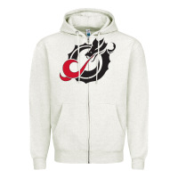 Oatmeal Heather MSUM Dragons, Gear Zipper Hoodie - linhVisuals