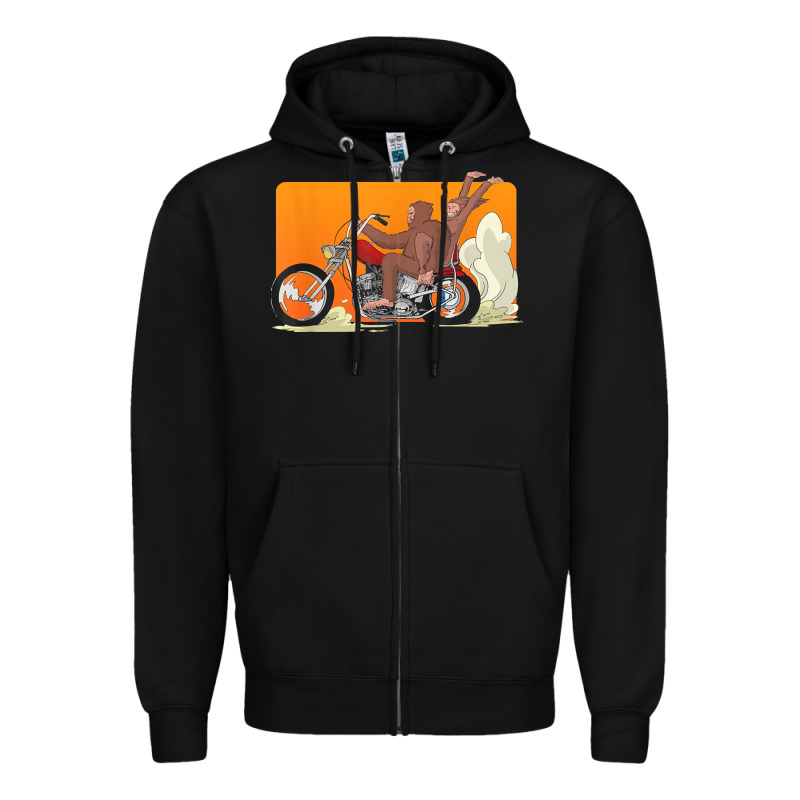 Bigfoot T  Shirt Bigfoot Riding Motorcycle For Biker Sasquatch Chick T Zipper Hoodie by linhVisuals | Teevron