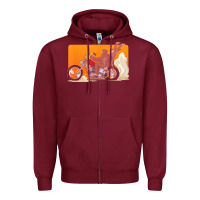 Burgundy bigfoot t  shirt bigfoot riding motorcycle for biker sasquatch chick t Zipper Hoodie - linhVisuals