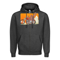 Charcoal Heather bigfoot t  shirt bigfoot riding motorcycle for biker sasquatch chick t Zipper Hoodie - linhVisuals