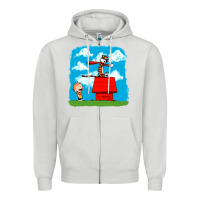 Dove Grey Calvin Hobbes Zipper Hoodie - linhVisuals