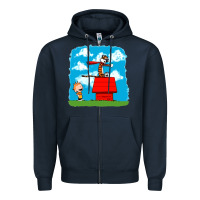 Navy Calvin Hobbes Zipper Hoodie - linhVisuals