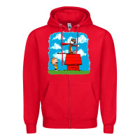 Red Calvin Hobbes Zipper Hoodie - linhVisuals
