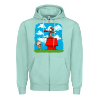 Seafoam Calvin Hobbes Zipper Hoodie - linhVisuals