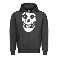 Charcoal Heather mens skull Zipper Hoodie - linhVisuals