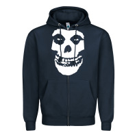 Navy mens skull Zipper Hoodie - linhVisuals