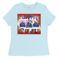 Baby Blue Western Happy Fourth Of July Ladies Tee - FaDigitalArtStudio