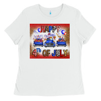 White Western Happy Fourth Of July Ladies Tee - FaDigitalArtStudio