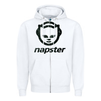 White napster    napster Zipper Hoodie - linhVisuals