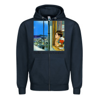 Navy belle and sebastian 90s style fanart design Zipper Hoodie - linhVisuals
