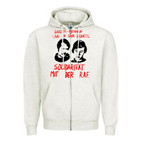 Oatmeal Heather baader–meinhof raf original 70s design Zipper Hoodie - linhVisuals