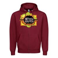 Burgundy hey you guys   the electric company Zipper Hoodie - linhVisuals
