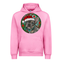 Fuchsia Pink Frenchie Christmas Urban Hoodie - RanaPortraitStore