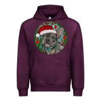 Mauve Wine Frenchie Christmas Urban Hoodie - RanaPortraitStore