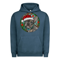 Pigment Midnight Navy Frenchie Christmas Urban Hoodie - RanaPortraitStore