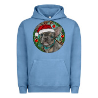 Pigment Pebble Blue Frenchie Christmas Urban Hoodie - RanaPortraitStore
