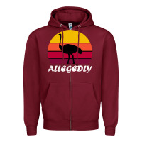 Burgundy retro vintage allegedly ostrich Zipper Hoodie - linhVisuals