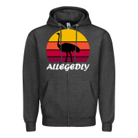 Charcoal Heather retro vintage allegedly ostrich Zipper Hoodie - linhVisuals