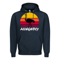Navy retro vintage allegedly ostrich Zipper Hoodie - linhVisuals