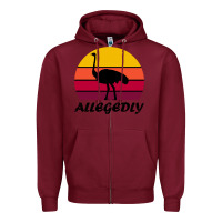 Burgundy retro vintage allegedly ostrich Zipper Hoodie - linhVisuals