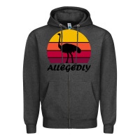 Charcoal Heather retro vintage allegedly ostrich Zipper Hoodie - linhVisuals