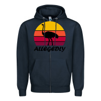 Navy retro vintage allegedly ostrich Zipper Hoodie - linhVisuals