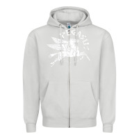 Dove Grey ivory pegasus Zipper Hoodie - linhVisuals