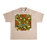 French Oak baseball bat and gloves with camouflage seamless pattern Urban Heavy Tee - BundleAndBundleShop