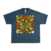 Midnight Navy baseball bat and gloves with camouflage seamless pattern Urban Heavy Tee - BundleAndBundleShop