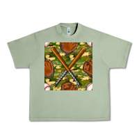 Oil Green baseball bat and gloves with camouflage seamless pattern Urban Heavy Tee - BundleAndBundleShop