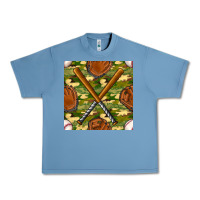 Pebble Blue baseball bat and gloves with camouflage seamless pattern Urban Heavy Tee - BundleAndBundleShop