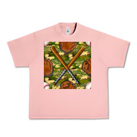 Salmon baseball bat and gloves with camouflage seamless pattern Urban Heavy Tee - BundleAndBundleShop