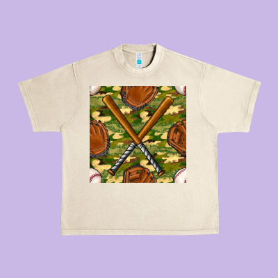 Baseball Bat And Gloves With Camouflage Seamless Pattern Urban Heavy Tee Designed By Bundleandbundleshop