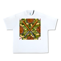 White baseball bat and gloves with camouflage seamless pattern Urban Heavy Tee - BundleAndBundleShop