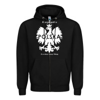 Black poland rzeczpospolita polska polish eagle symbol Zipper Hoodie - linhVisuals