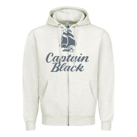 Oatmeal Heather Captain Black Cigar Zipper Hoodie - linhVisuals