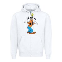 White goofy Zipper Hoodie - linhVisuals
