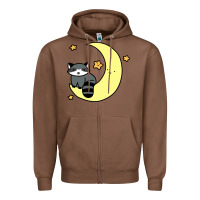 Chestnut crescent moon raccoon Zipper Hoodie - linhVisuals