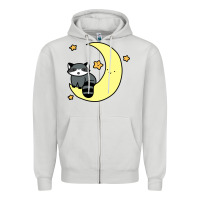 Dove Grey crescent moon raccoon Zipper Hoodie - linhVisuals