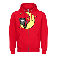 Red crescent moon raccoon Zipper Hoodie - linhVisuals
