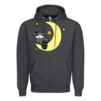 Smoke crescent moon raccoon Zipper Hoodie - linhVisuals