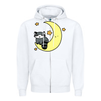 White crescent moon raccoon Zipper Hoodie - linhVisuals