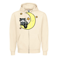 Sandshell crescent moon raccoon Zipper Hoodie - linhVisuals